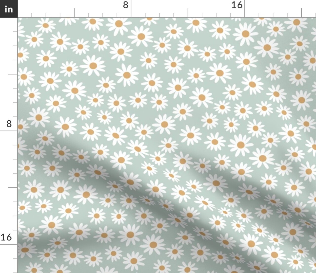 Daisy Print Daisies Spring Girl Earthy Sage Vintage Flowers Floral Trendy Custom Printed Fabric by Spoonflower Various Fabrics by the Yard or Fat Quarter